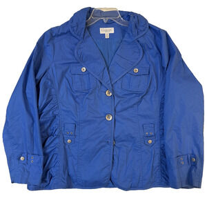 ConradC Jacket Womens 20 Lightweight Button Front Ruched Pockets Vintage Coat